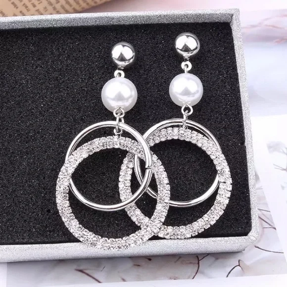 Pearl Cubic Zirconia Earrings - Picture 1 of 1